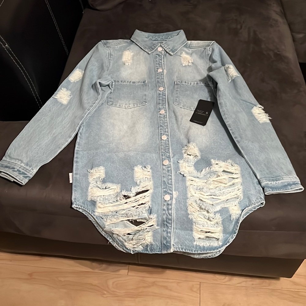 Blue Jean denim mid length jacket